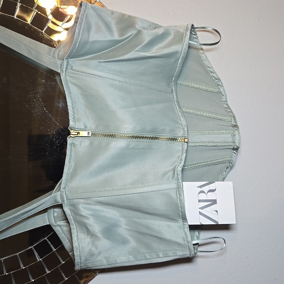 Zara Satin Cropped Corset Braw Top - Picture 9 of 12